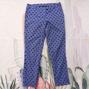 Cynthia Rowley Periwinkle & Black Velvet Polka Dot Pants